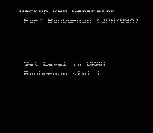 jeu Bomberman Backup RAM Generator